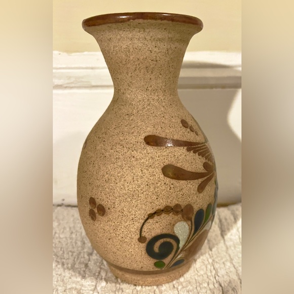 Vintage Floral Quail Bird Handmade Mexican Art Pottery Flower Vase Signed 8.25”T - Picture 4 of 8